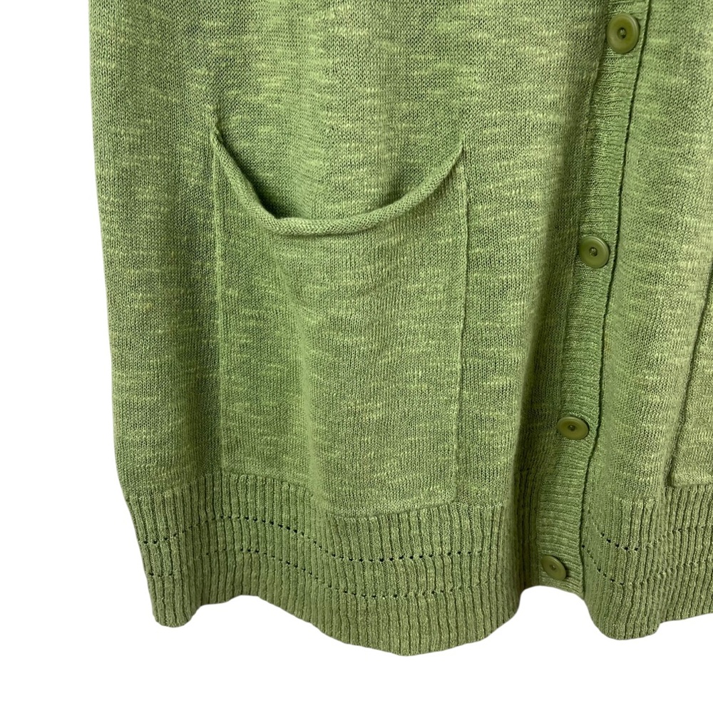 Eileen Fisher Green Linen Sweater Vest Cardigan Lagenlook Minimalist Sz. S - Picture 7 of 9